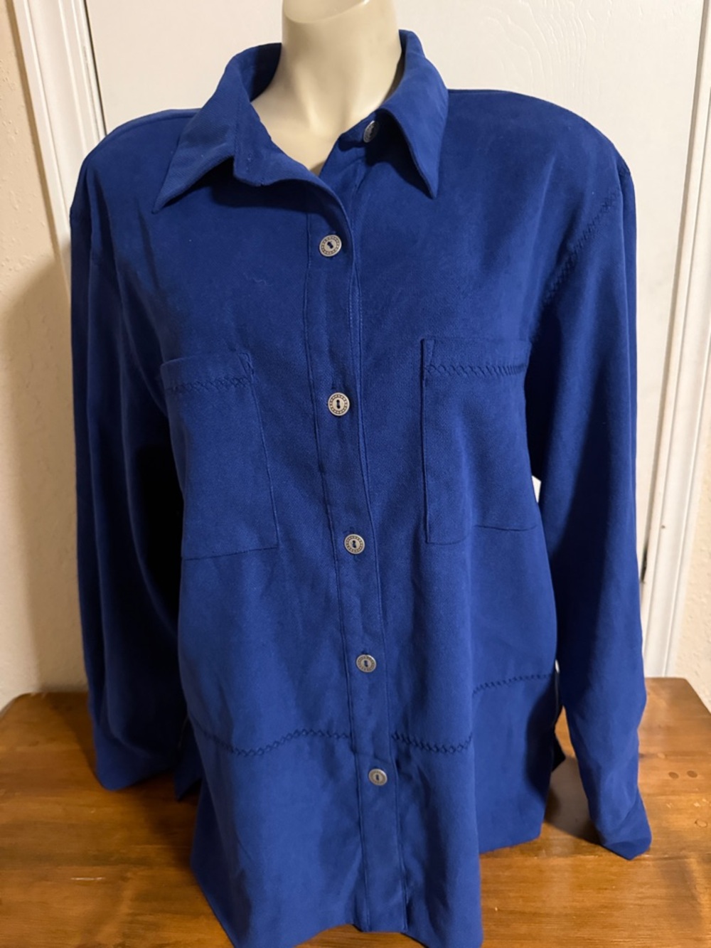Alfred Dunner Button-Down Shirt Jacket in Blue